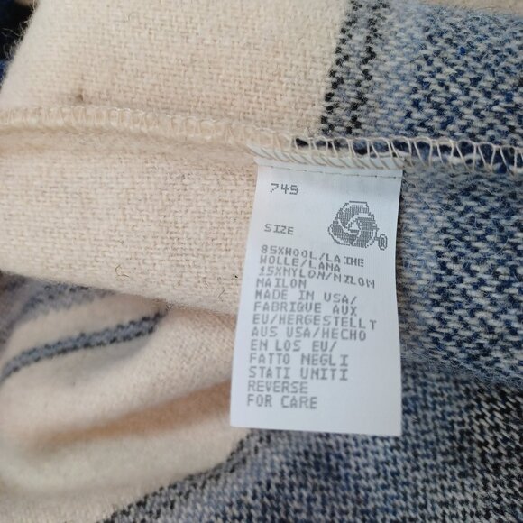 Woolrich Wool Vest Blue White Striped Collared Western Rodeo Womens Medium - Picture 11 of 14